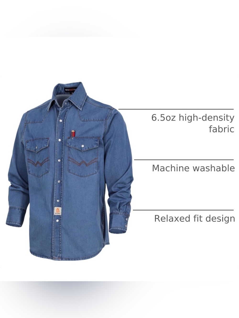 NWT 5X Plus Men's Blue Western Denim Shirt With Pearl Snap Buttons Ranch Cowboy - Picture 5 of 7